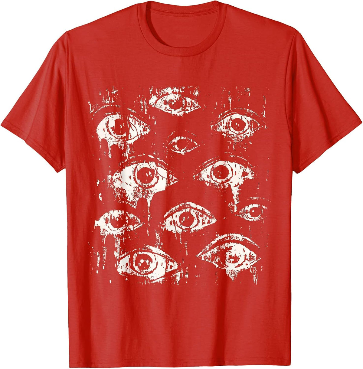Eyes Eyeballs Weird Goth Grunge Alt Y2K Strange Aesthetic T-Shirt - Red