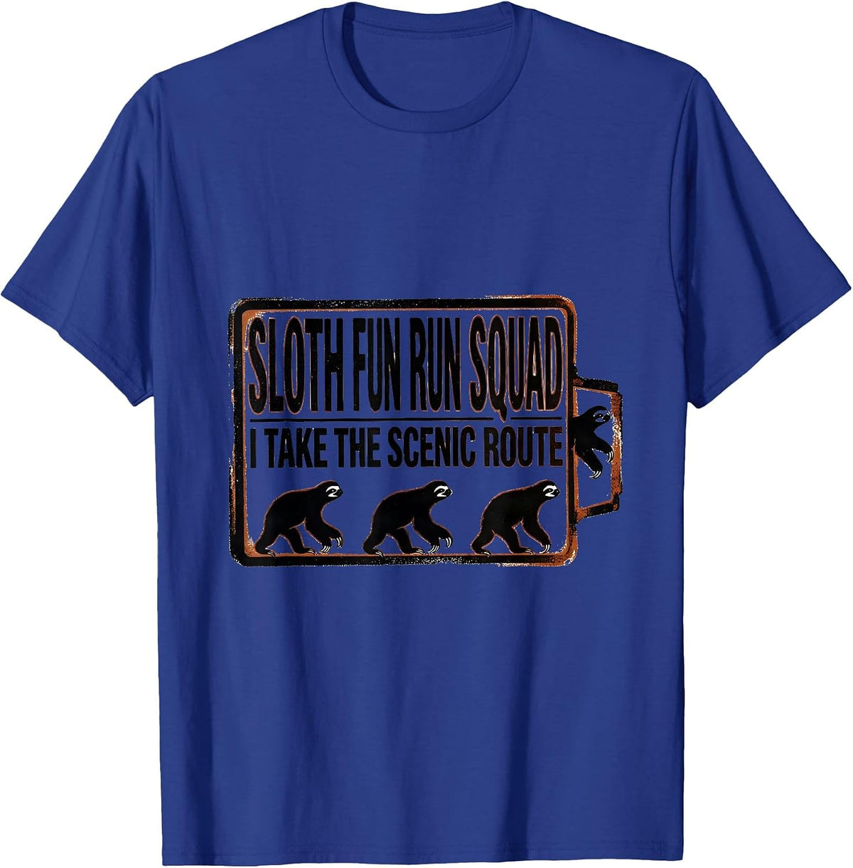 Men's Sloth Fun Run Squad I Take The Scenic Route Funny T-Shirt - Royal Blue