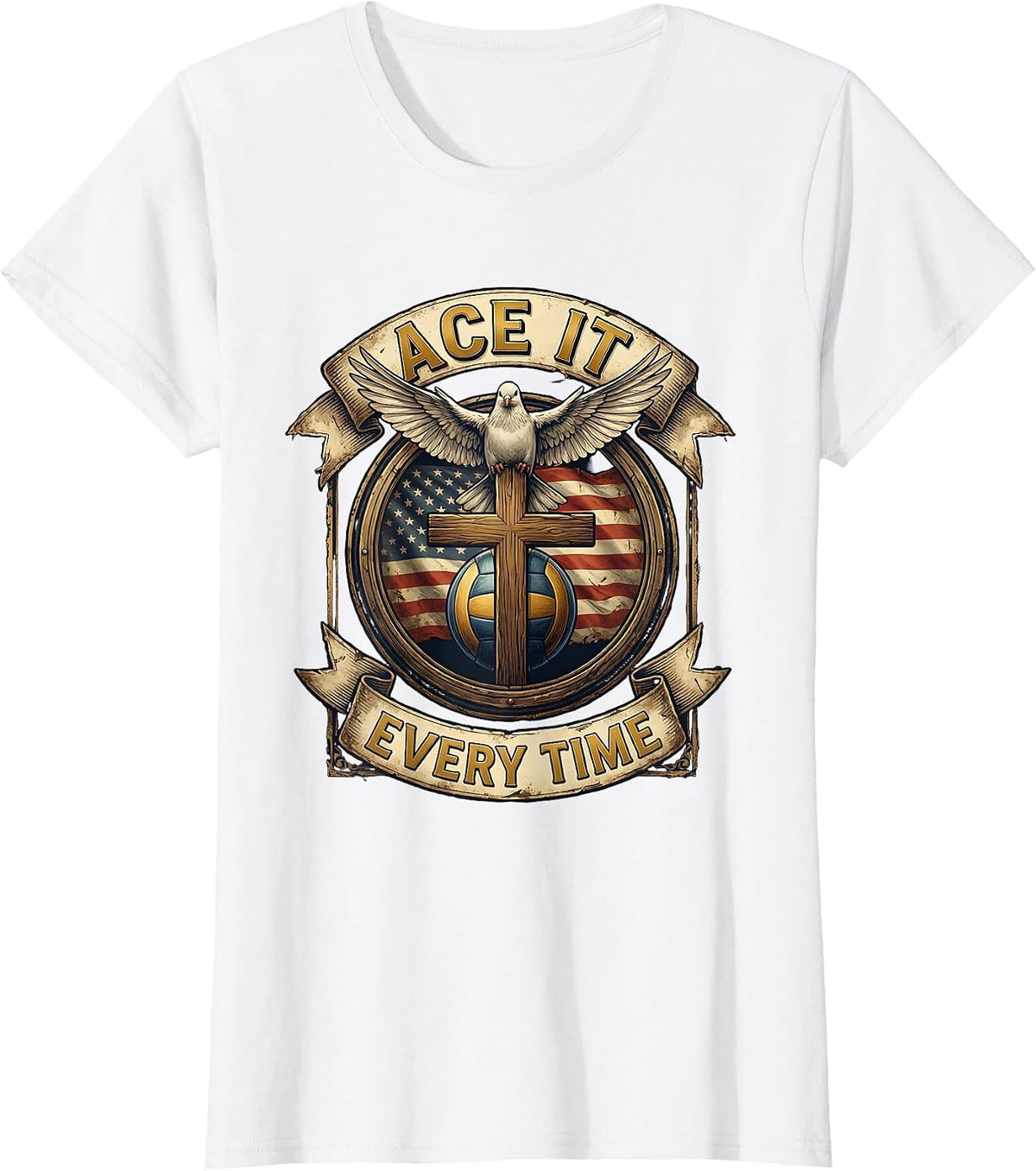 Women's Ace It Every Time Volleyball Design T-Shirt - White
