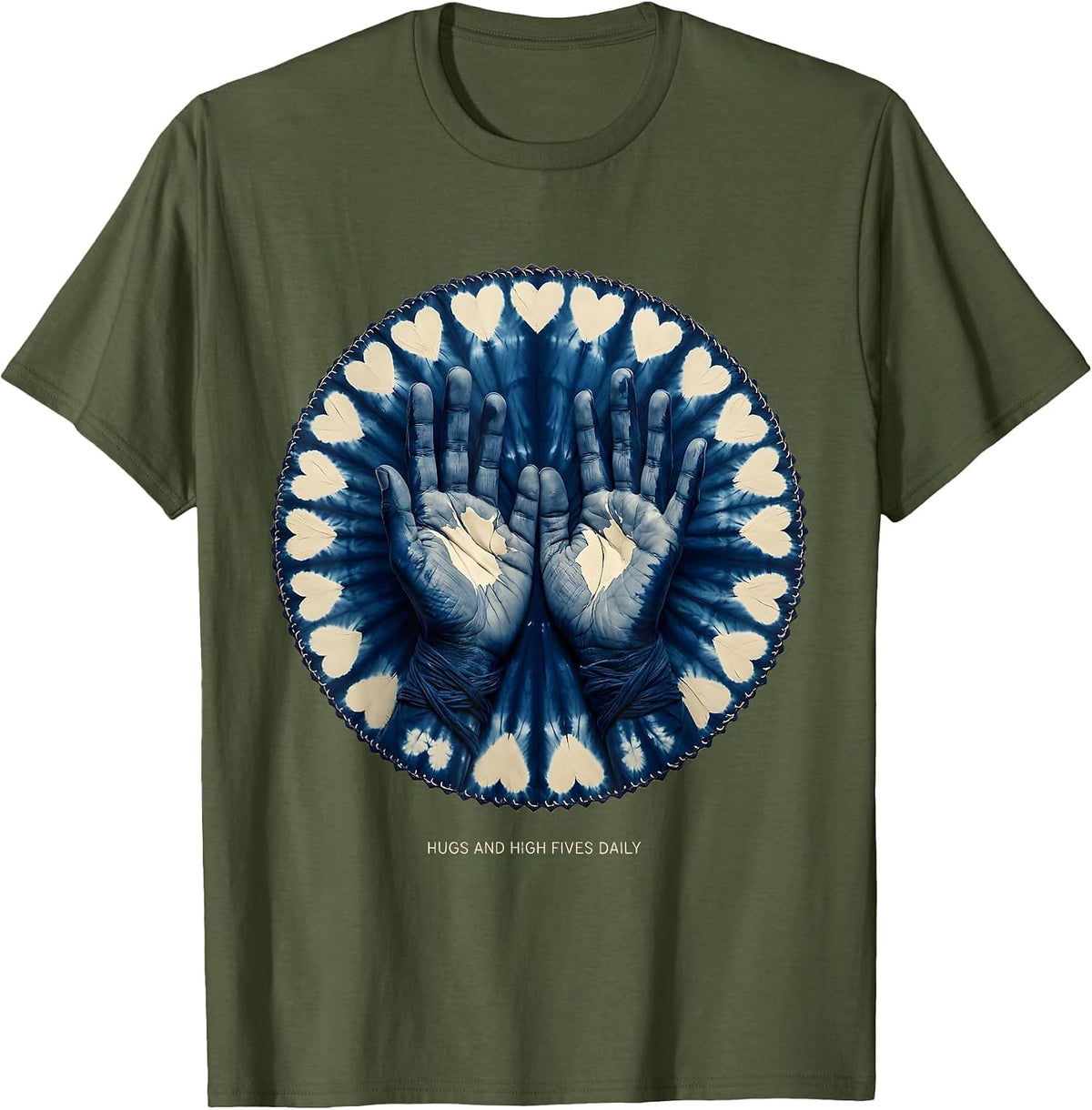 Men's Hugs And High Fives Daily PreK Teacher Design T-Shirt - Olive Green
