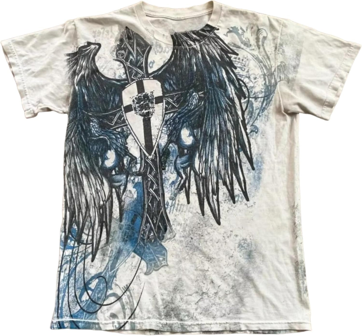 2000s Clothing Women Grunge Shirts Goth Tops Short Sleeve Vintage Tees Emo Clothes Streetwear - Black Grey