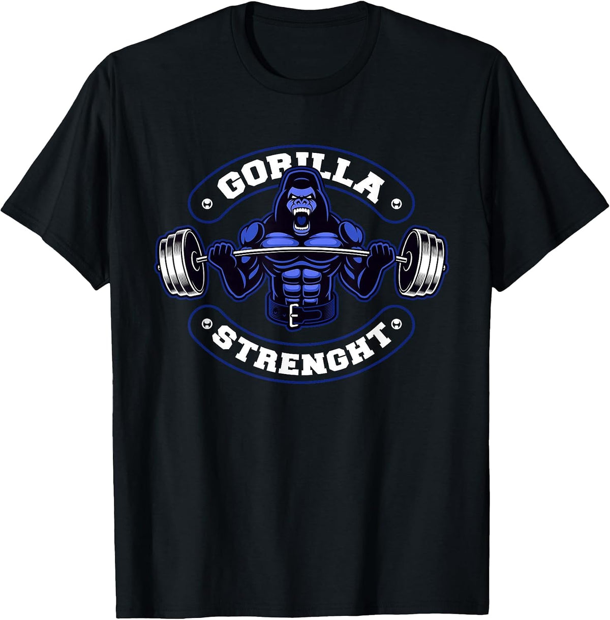 Gorilla Strength Workout Silver Back Monkey T-Shirt - Black