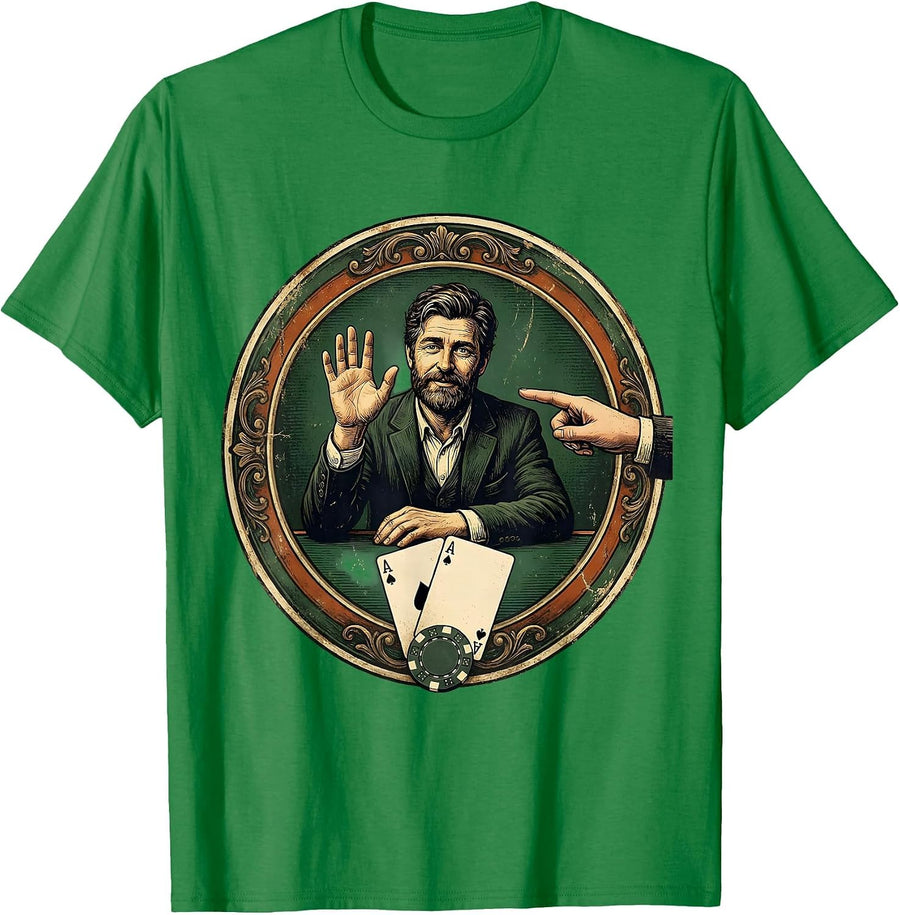 Men's Vintage Casino Badge Relaxed Card Player Humor T-Shirt - Kelly Green