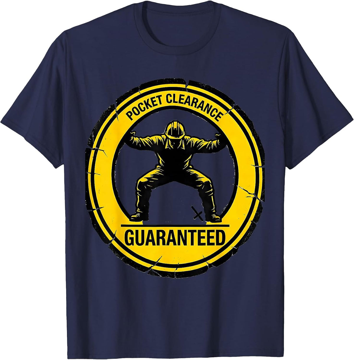 Pocket Clearance, Guaranteed Funny Football Lineman Humor T-Shirt - Navy Blue
