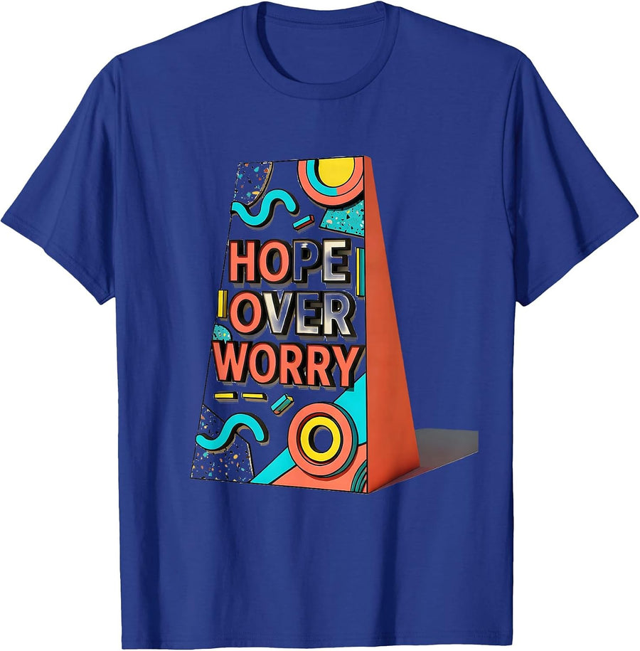 Hope Over Worry Faith Over Fear Inspirational Design T-Shirt - Royal Blue