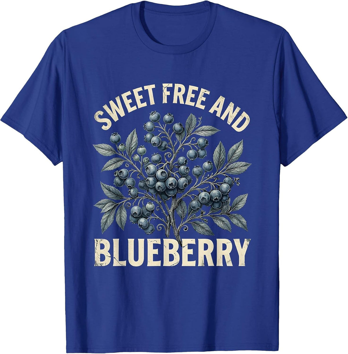 Sweet Free and Blueberry Red White and Blue Design T-Shirt - Royal Blue