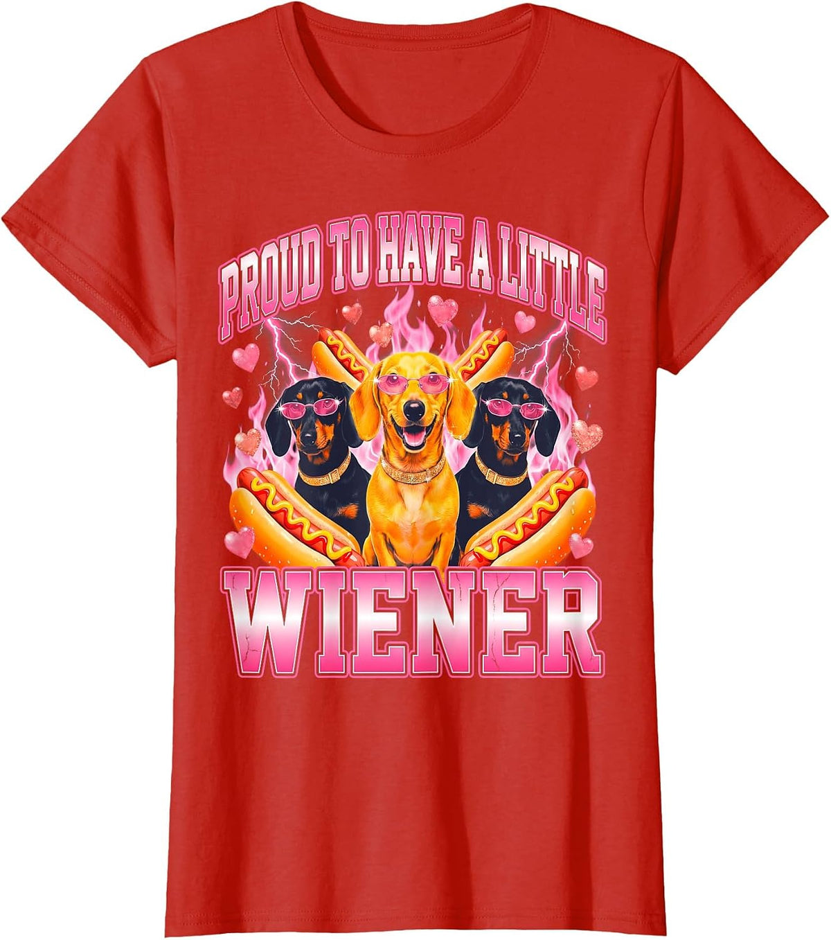 Dachshund Proud to Have A Little Wiener Dog Owner Funny T-Shirt - Red