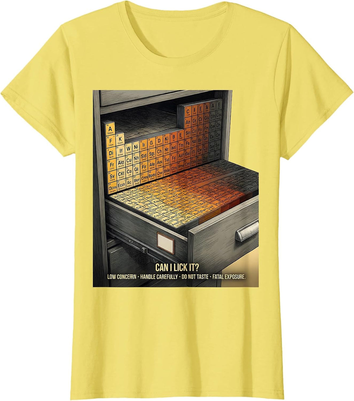 Can I Lick It Funny Periodic Table Science Teacher Gift T-Shirt - Lemon Yellow