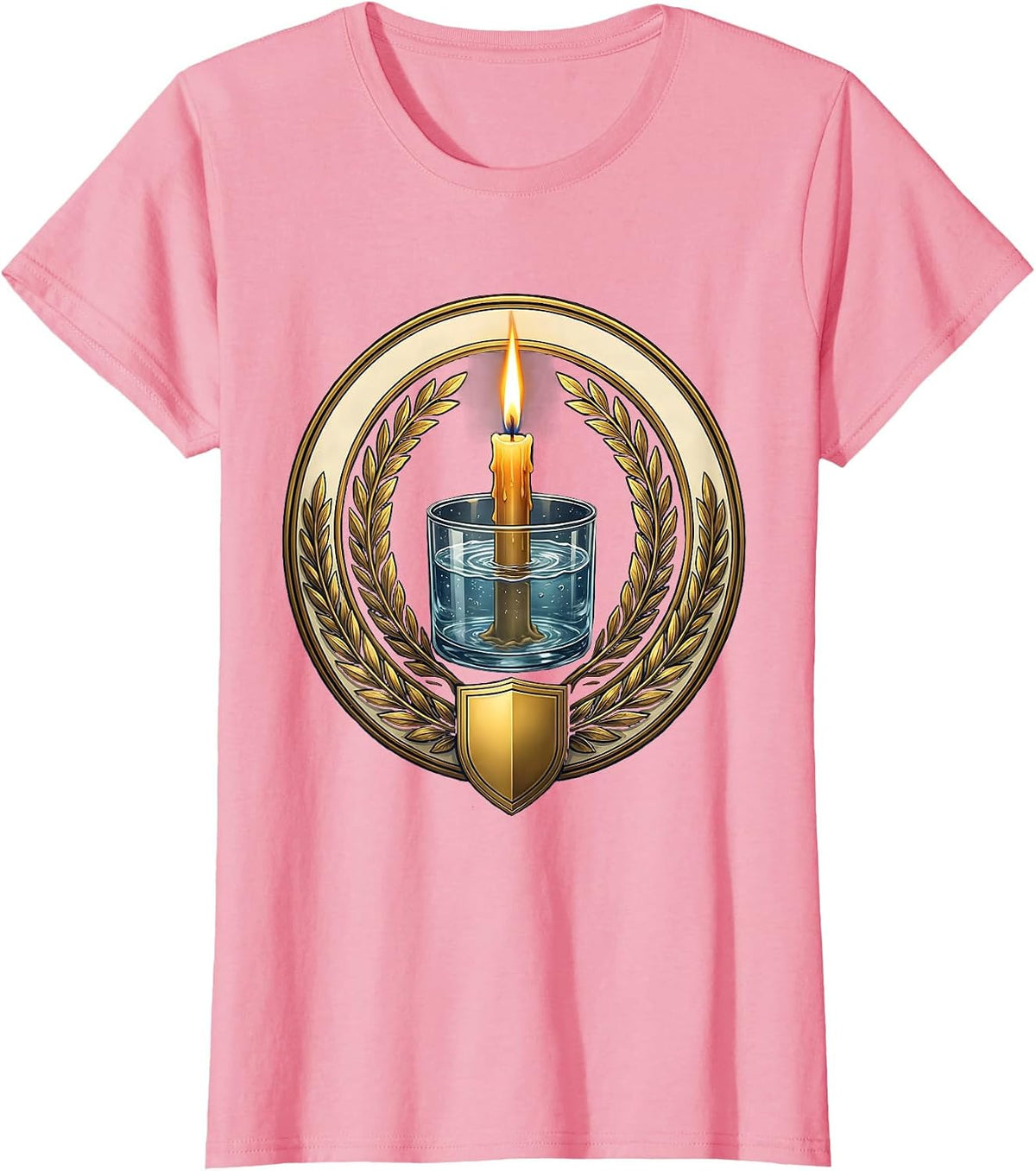 Women's Faith Over Fear Candle Flame in Water Graphic T-Shirt - Pink