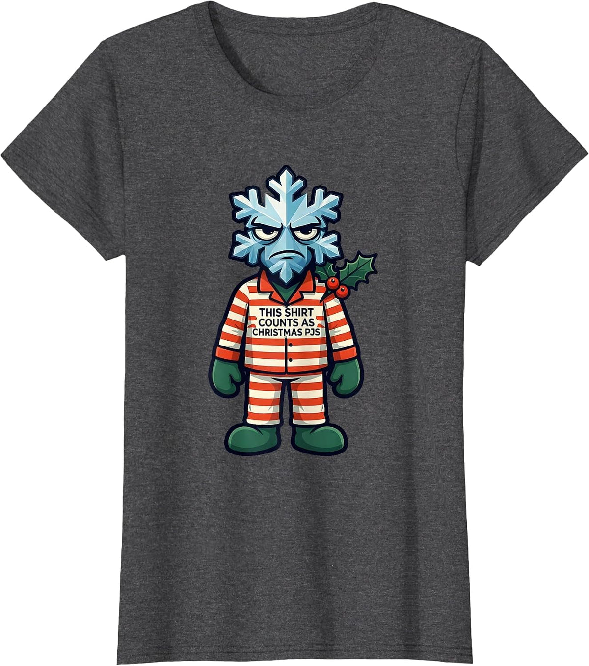 Women's This Shirt Counts As Christmas PJs Funny Family Holiday T-Shirt - Dark Heather Grey