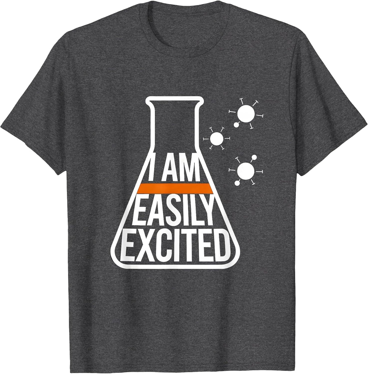 Men's I Am Easily Excited Brutalist Chemistry Nerd Humor Science T-Shirt - Dark Heather Grey