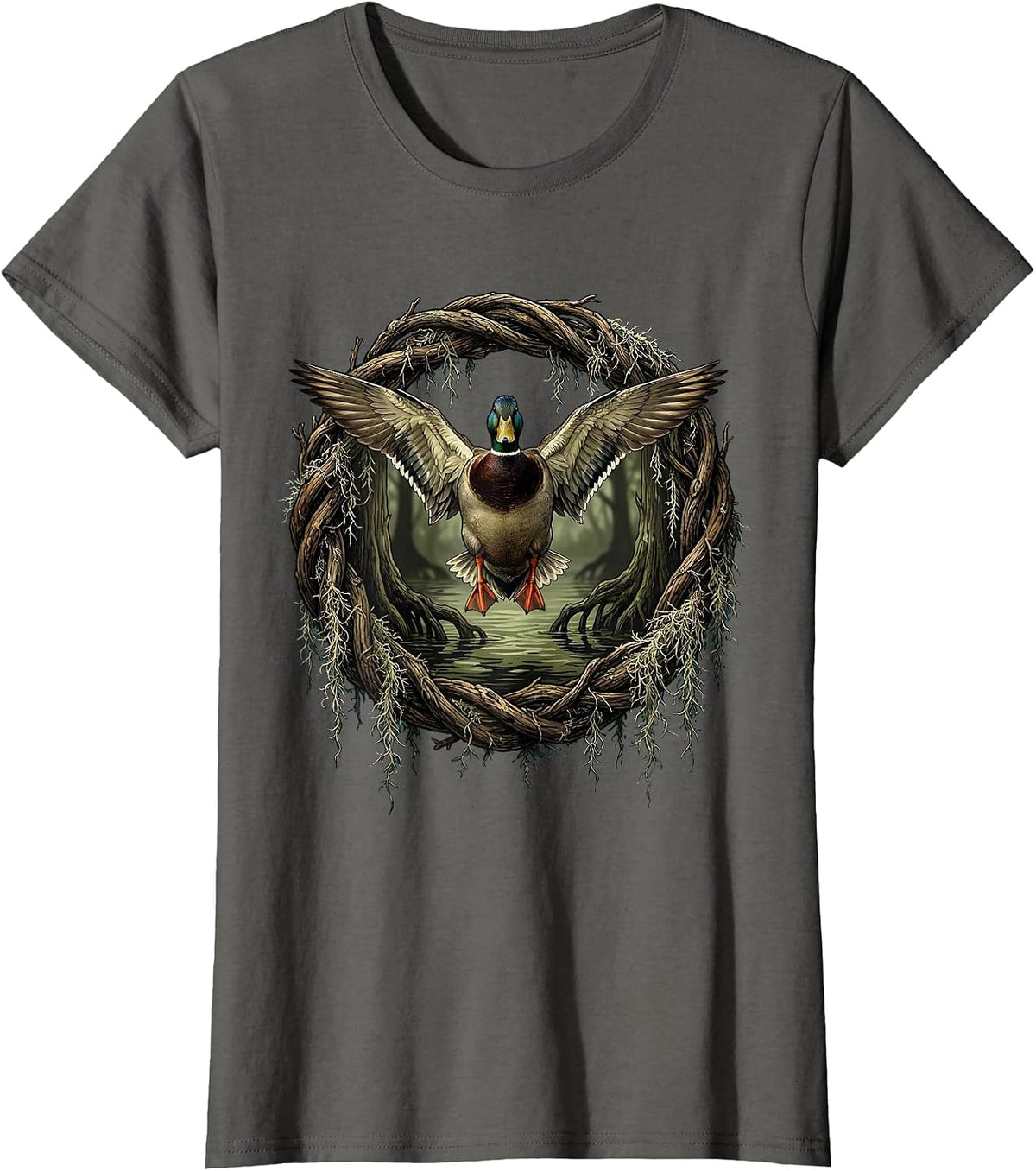 Women's Bottomland Camo Mallard Descending Cypress T-Shirt - Asphalt Grey
