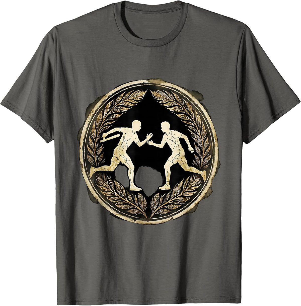 Baton Handoff Sprinters Track and Field Design T-Shirt - Asphalt Grey