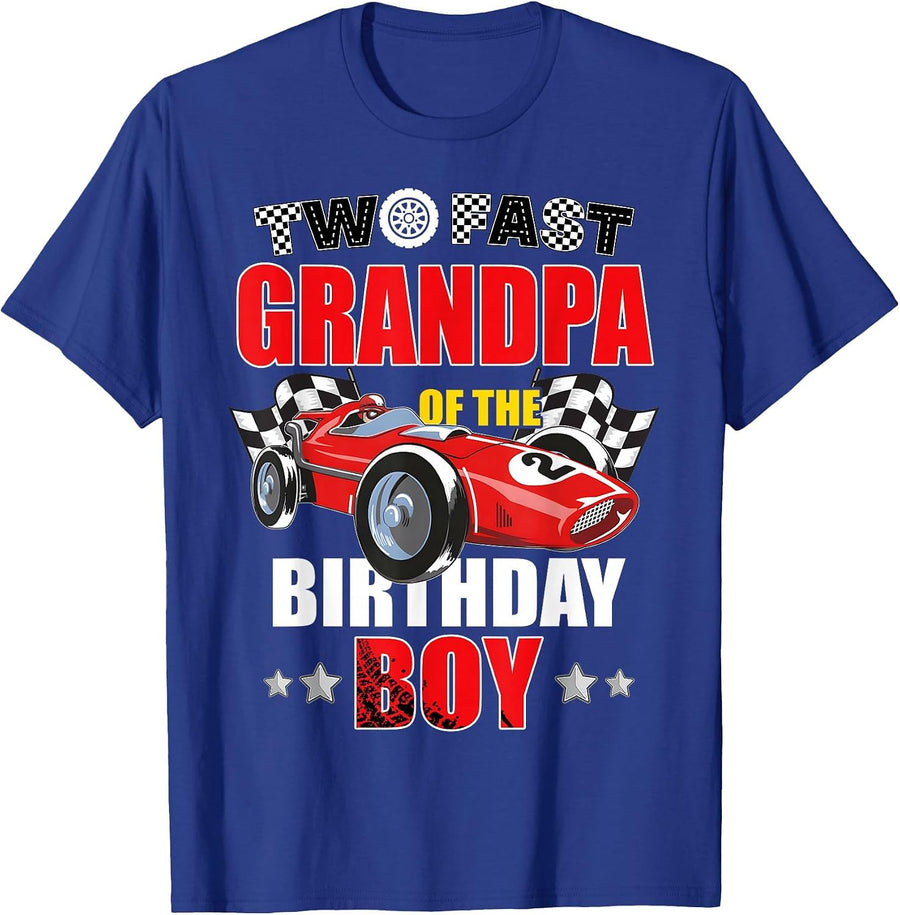 Grandpa of The Two Fast 2nd Birthday Boy Racing Car Family T-Shirt, Men, Royal Blue, XX-Large - As Pictured