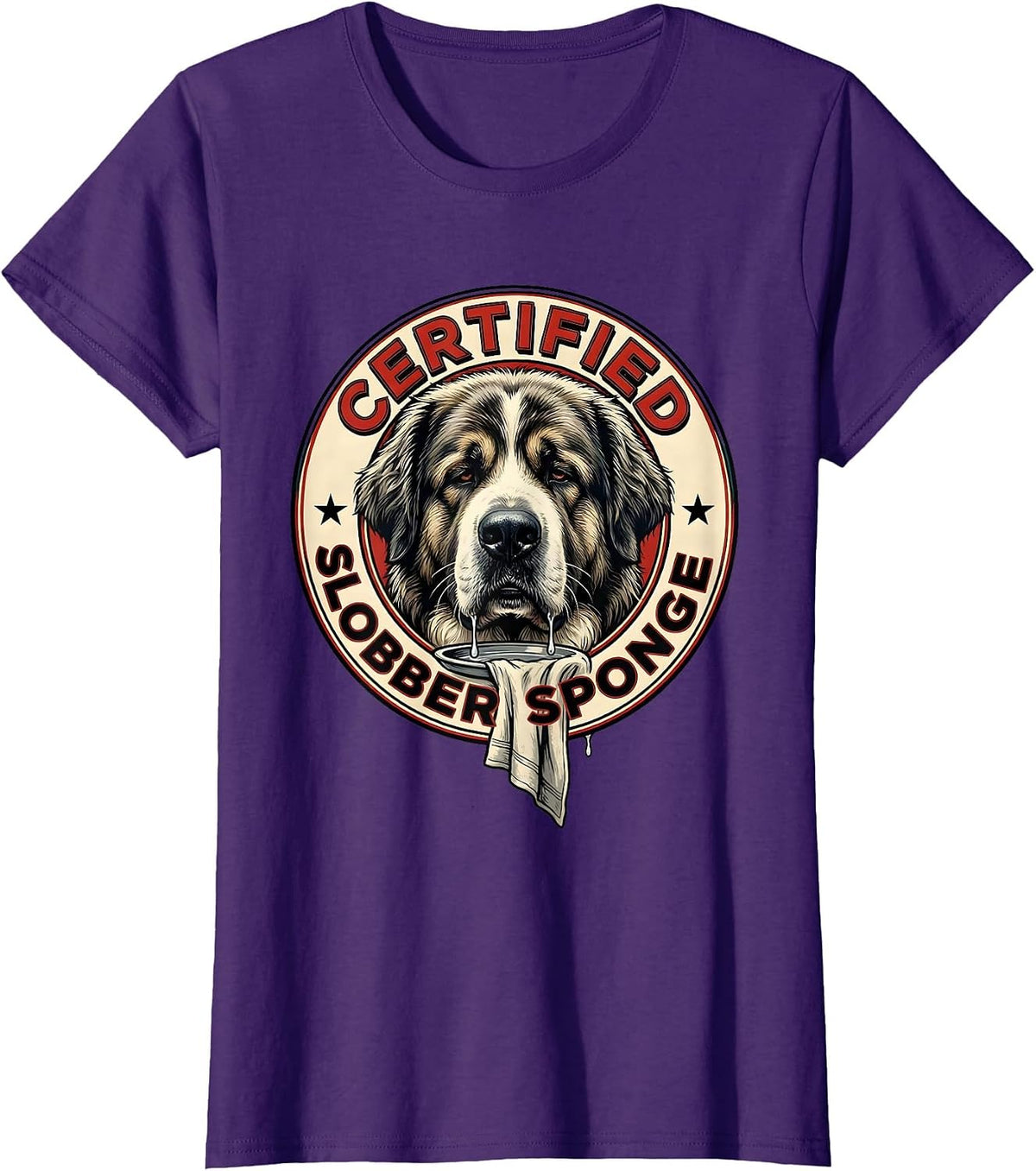 Women's Certified Slobber Sponge Funny Great Pyrenees Dog Mom Dog T-Shirt - Purple