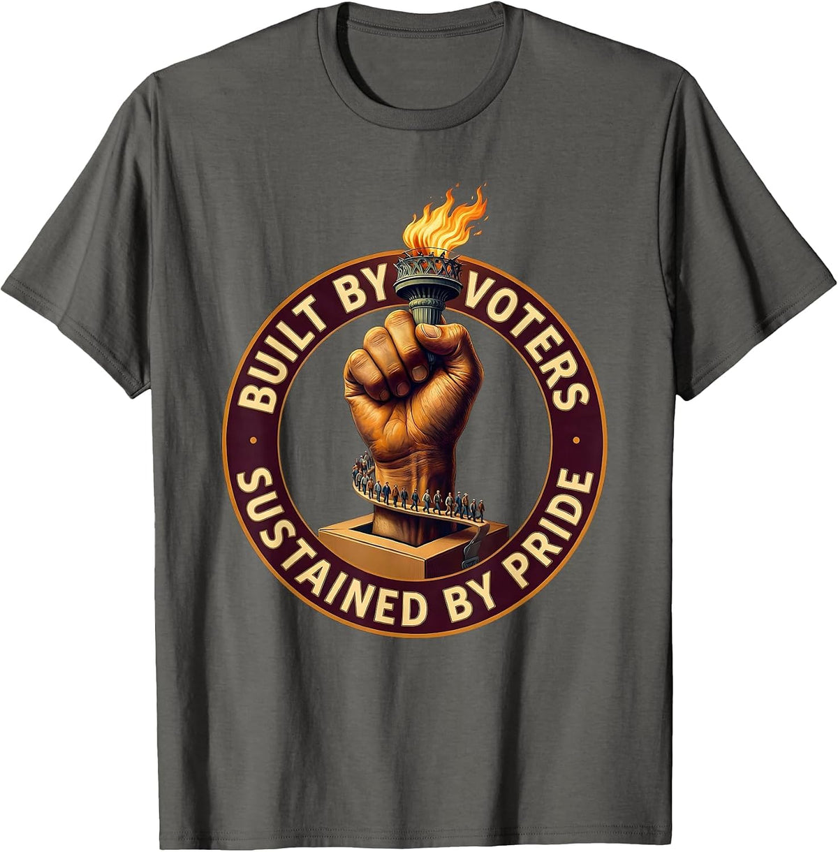 Built by Voters Sustained by Pride Labor Day Design T-Shirt - Asphalt Grey
