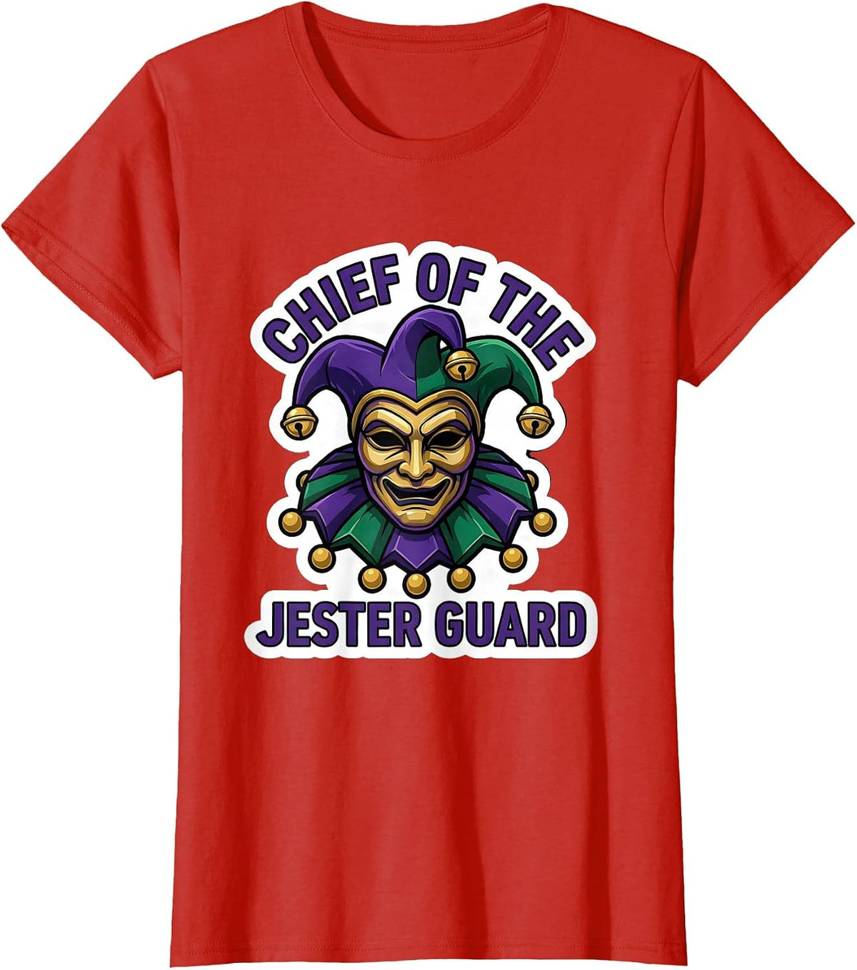 Chief of the Jester Guard Mardi Gras Carnival Party Jester T-Shirt - Red
