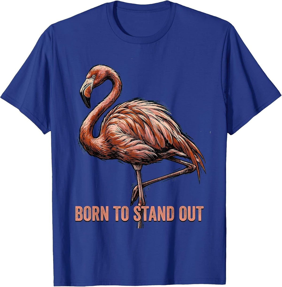 Men's Born to Stand Out Flamingo Graphic Design T-Shirt - Royal Blue