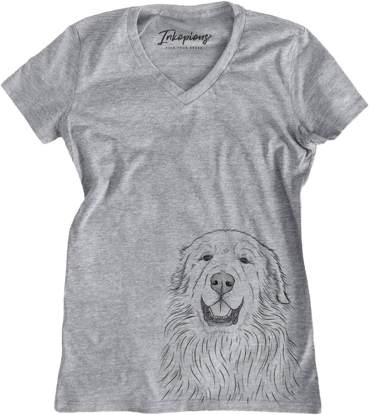 Bare Horton the Great Pyrenees Dog Triblend T-Shirt - Grey Modern V-neck