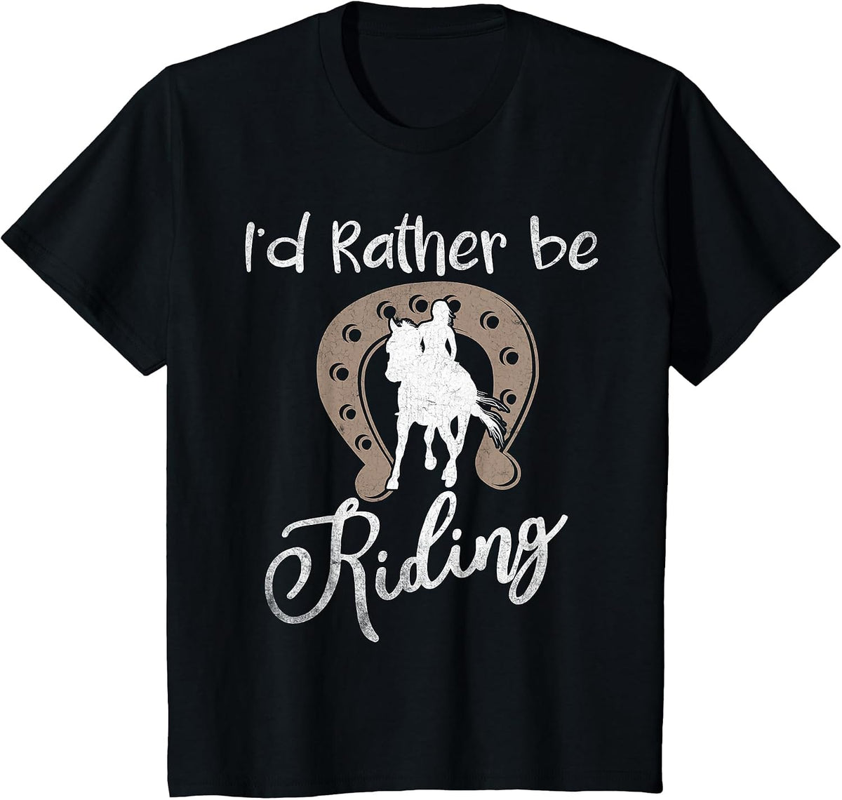 Horse Shirts for Women Girls I'd Rather Be Riding Horseback T-Shirt - Black