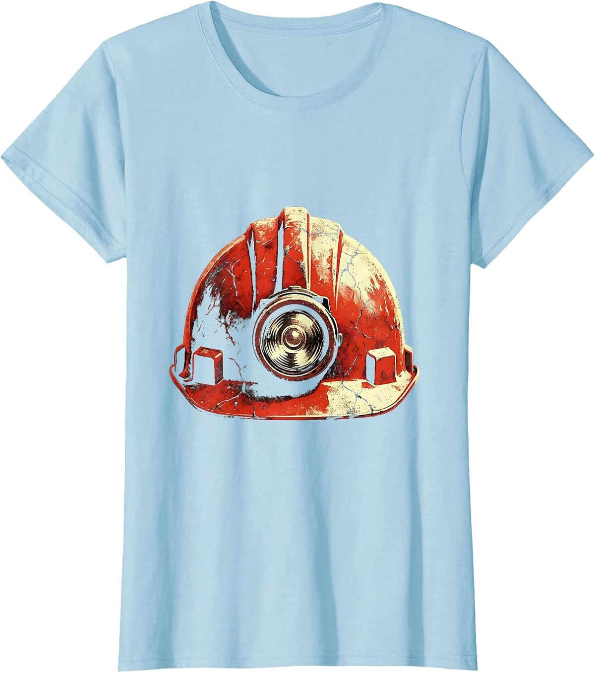Labor Day Miner Helmet Headlamp Graphic Tee T-Shirt - Baby Blue