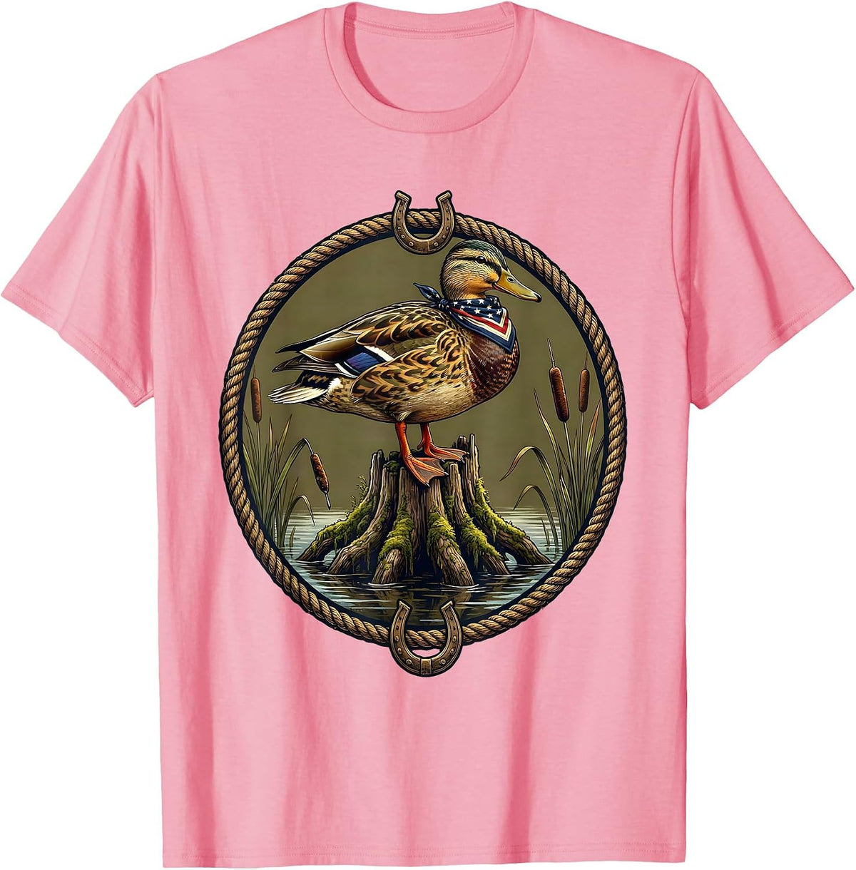 Men's Duck Camo Cypress Knee Perch Wildlife Art T-Shirt - Pink