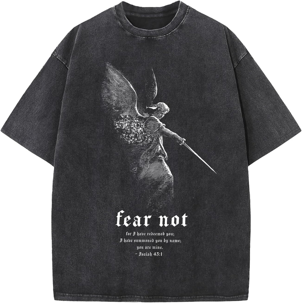 Men's Oversized Christian Top Wash Heavyweight Cotton Jesus Graphic Tee Retro Religious Streetwear Short Sleeve Top -