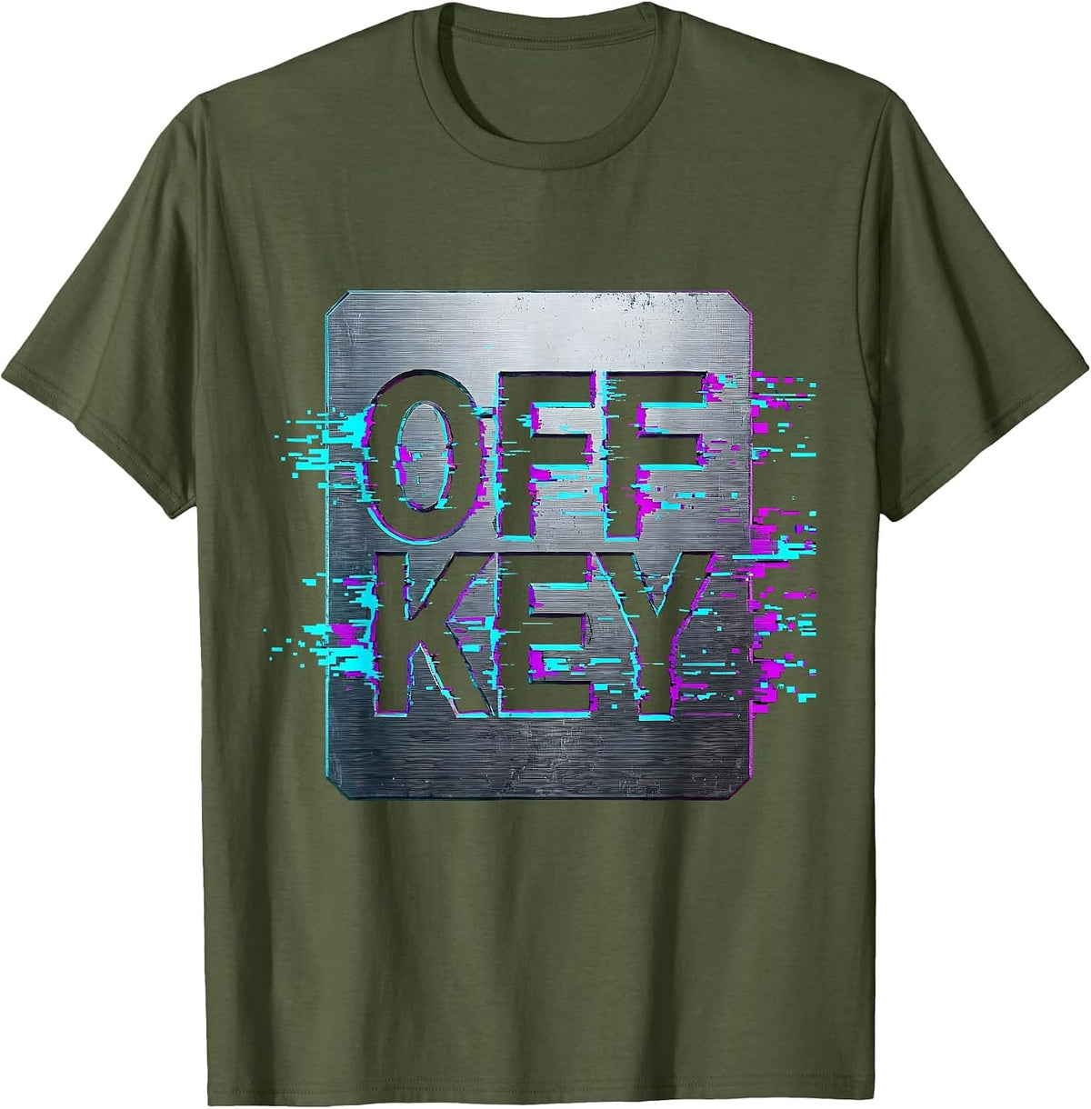 Off Key Cyberpunk Y2K Anime Graphic Streetwear T-Shirt - Olive Green