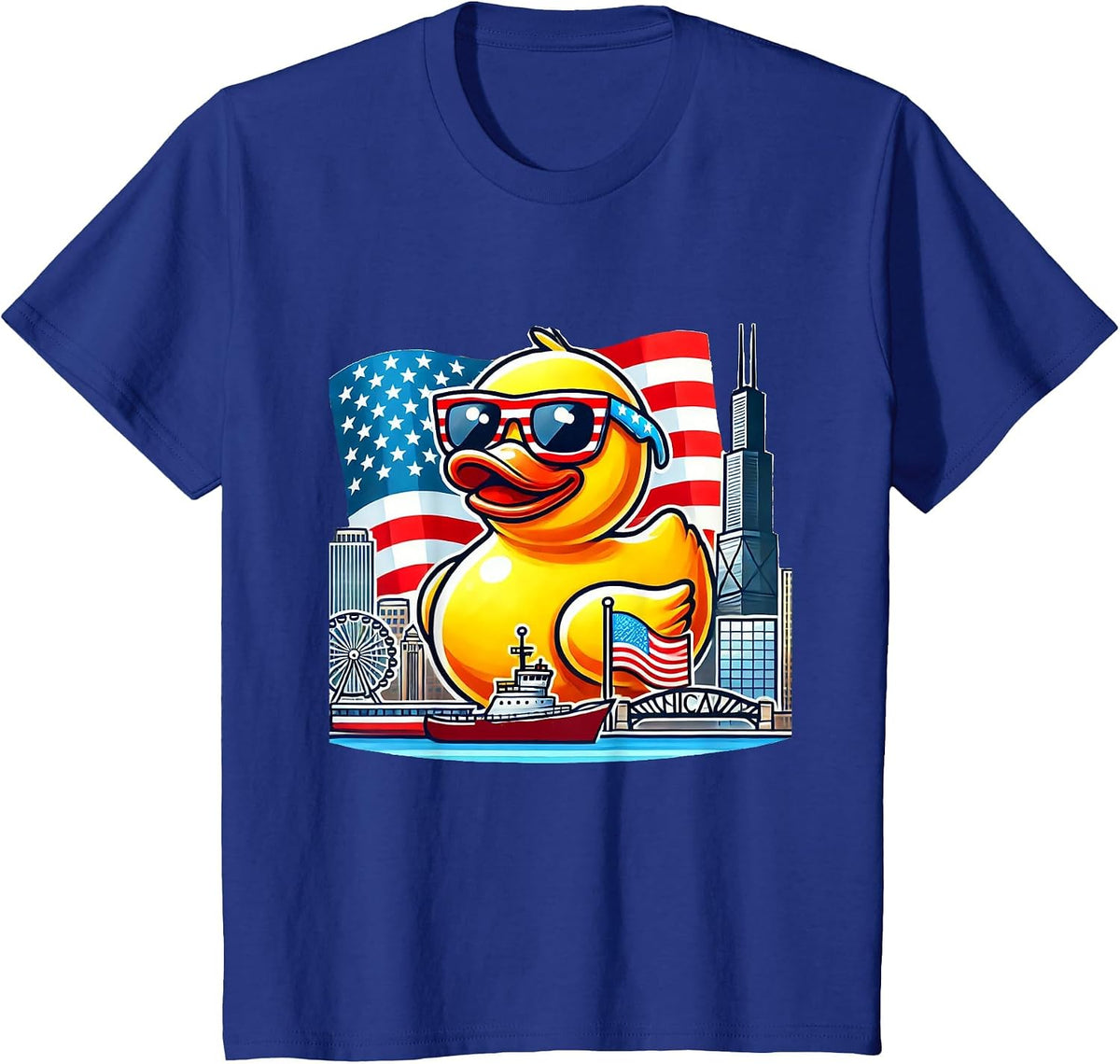 Chicago Ducky Derby Rubber Duck Design T-Shirt - Royal Blue