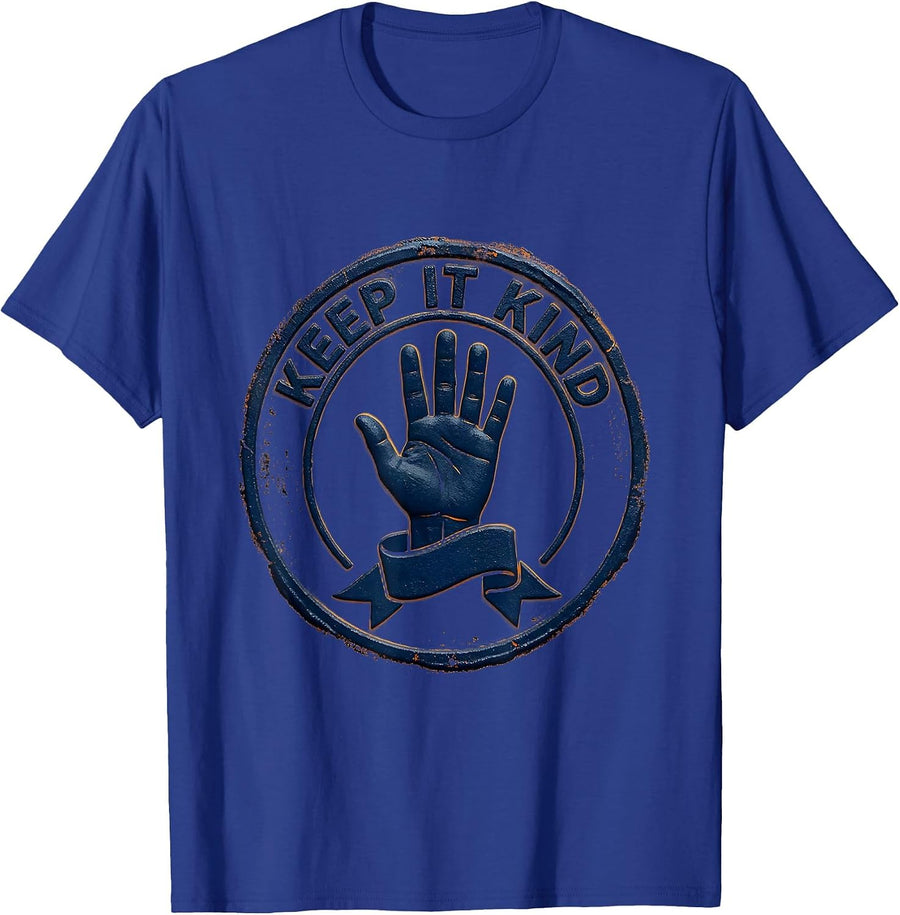 Keep It Kind Rubber Stamp Unity Day Anti Bullying Youth T-Shirt - Royal Blue