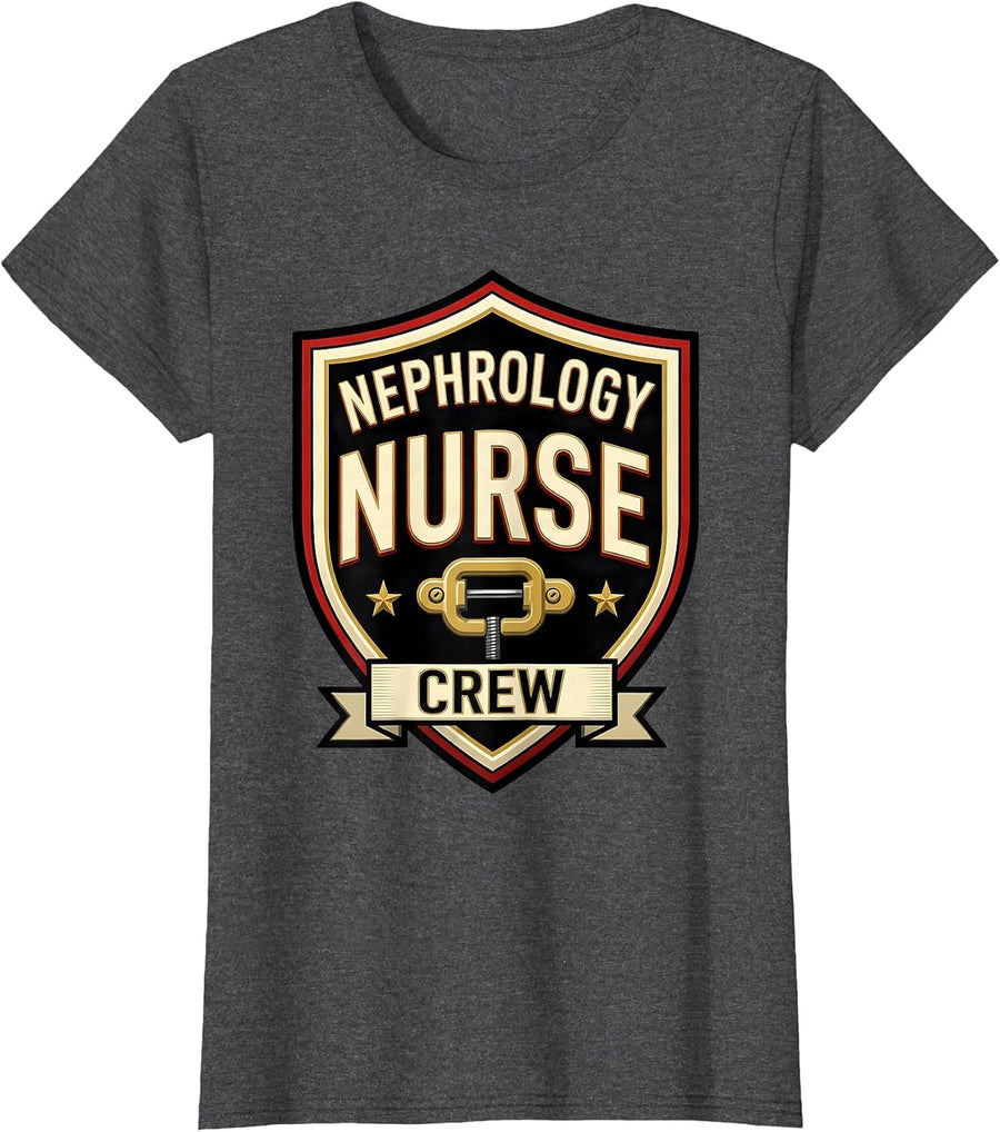 Women's Nephrology Nurse Crew Dialysis RN LPN Tech Kidney Care T-Shirt - Dark Heather Grey