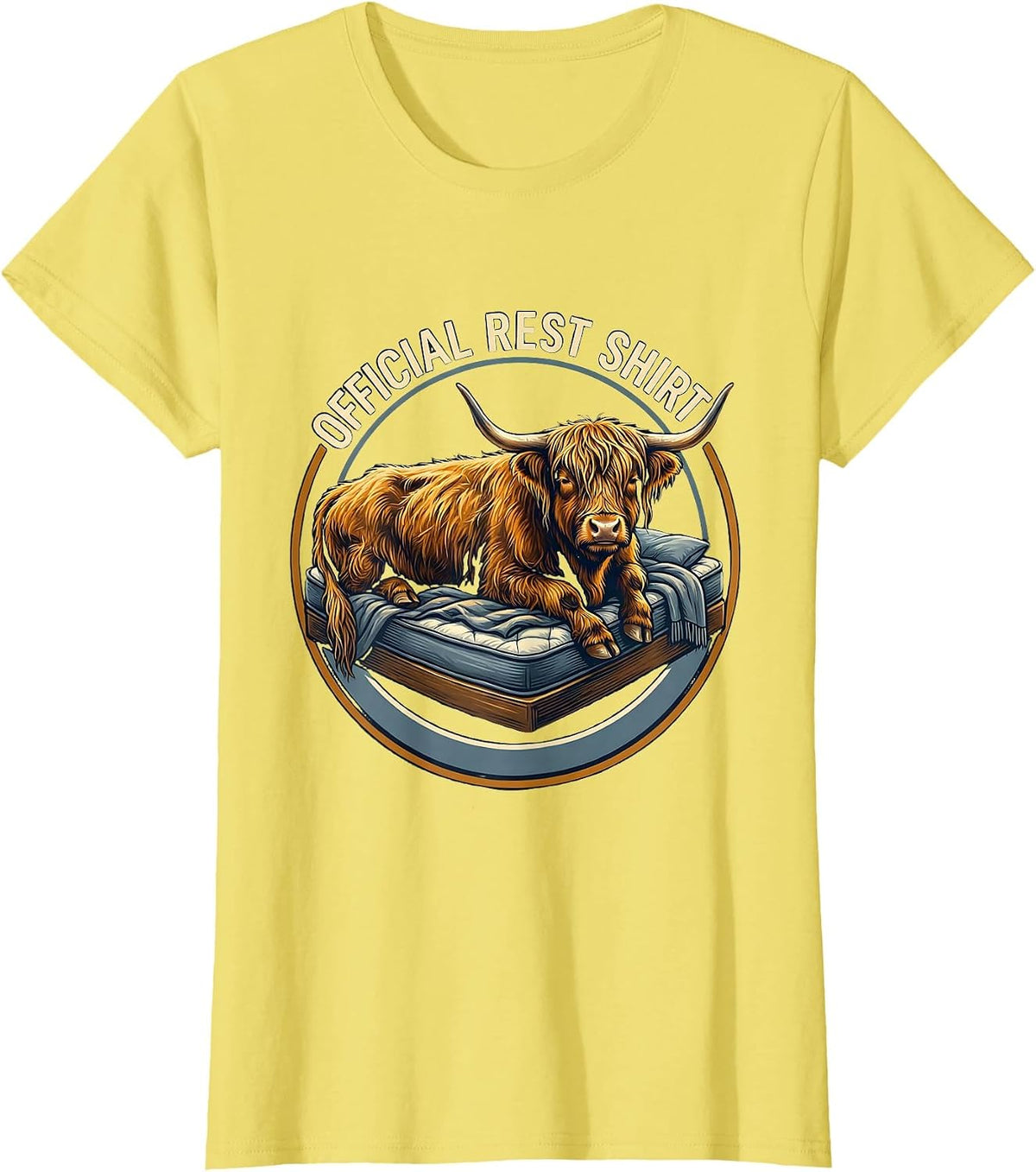 Women's Official Rest Shirt Highland Cow Cozy Sleepwear Gift T-Shirt - Lemon Yellow