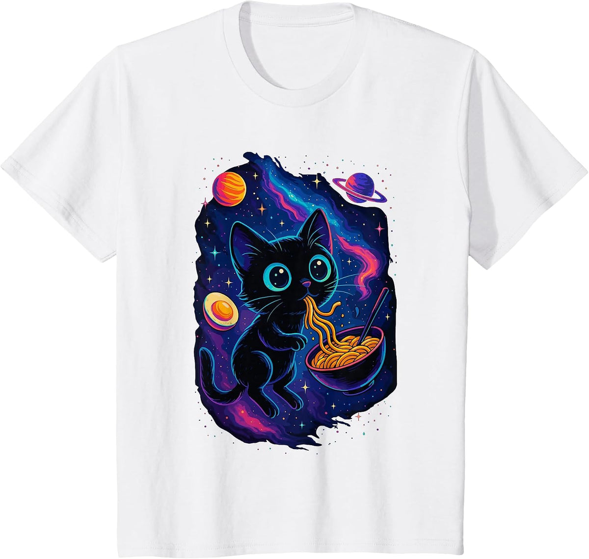 Cat Ramen Shirt, Vintage Japanese Ramen Lovers T-Shirt - White