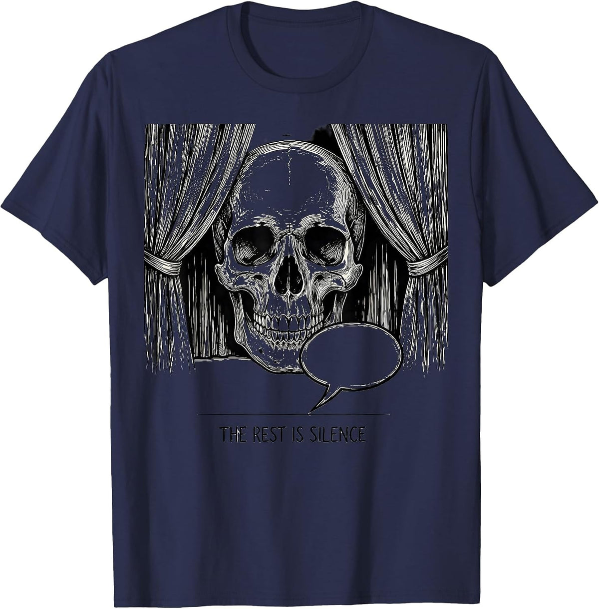 The Rest Is Silence Witty Literary Quote Shakespeare Theater T-Shirt - Navy Blue
