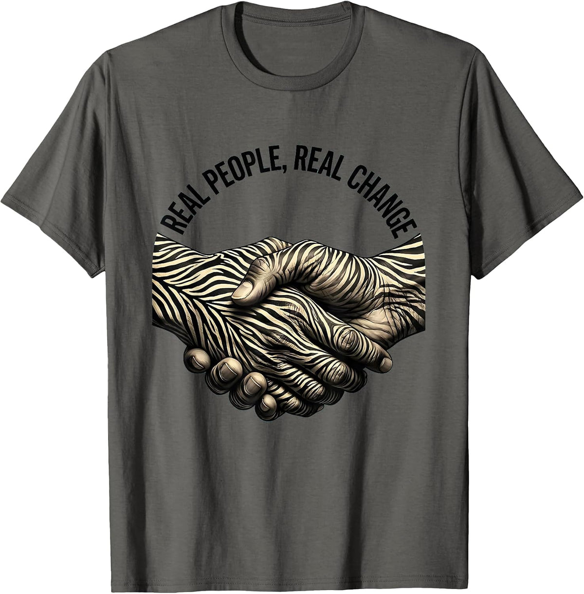 Real People Real Change Social Worker Design T-Shirt - Asphalt Grey