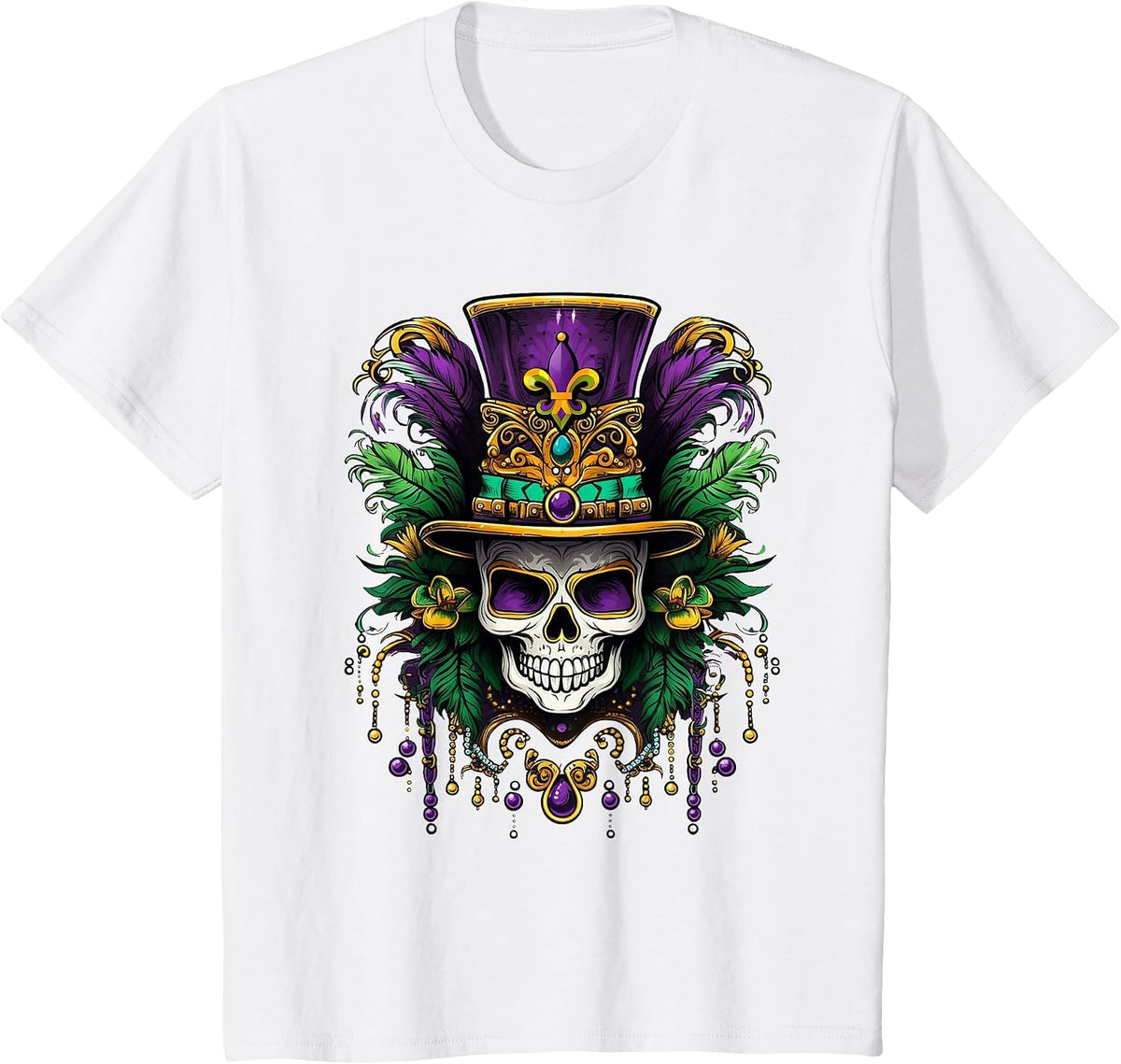 Mardi Gras Costume Sugar Skull Carnival New Orleans Trip T-Shirt - White