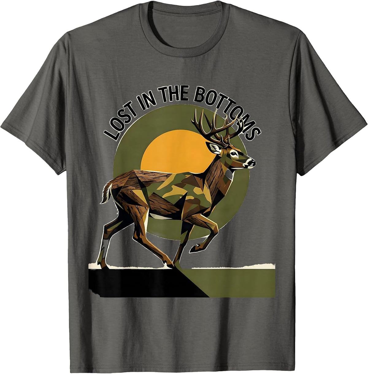 Lost in the Bottoms Bottomland Camo Design T-Shirt - Asphalt Grey