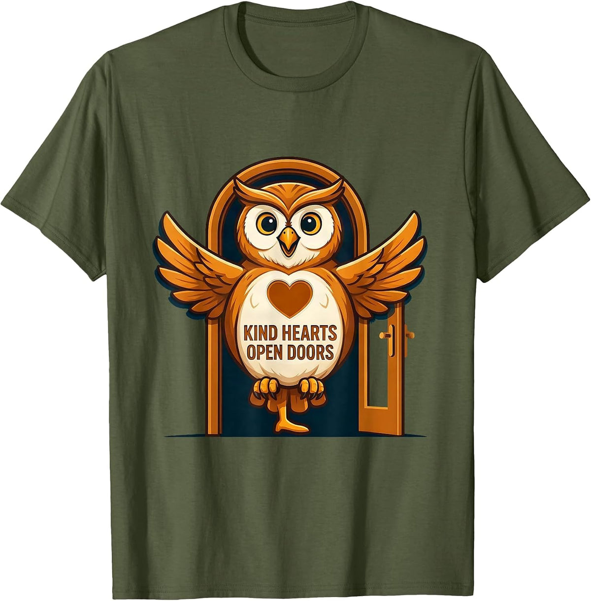 Men's Kind Hearts Open Doors Altruismo House Design T-Shirt - Olive Green