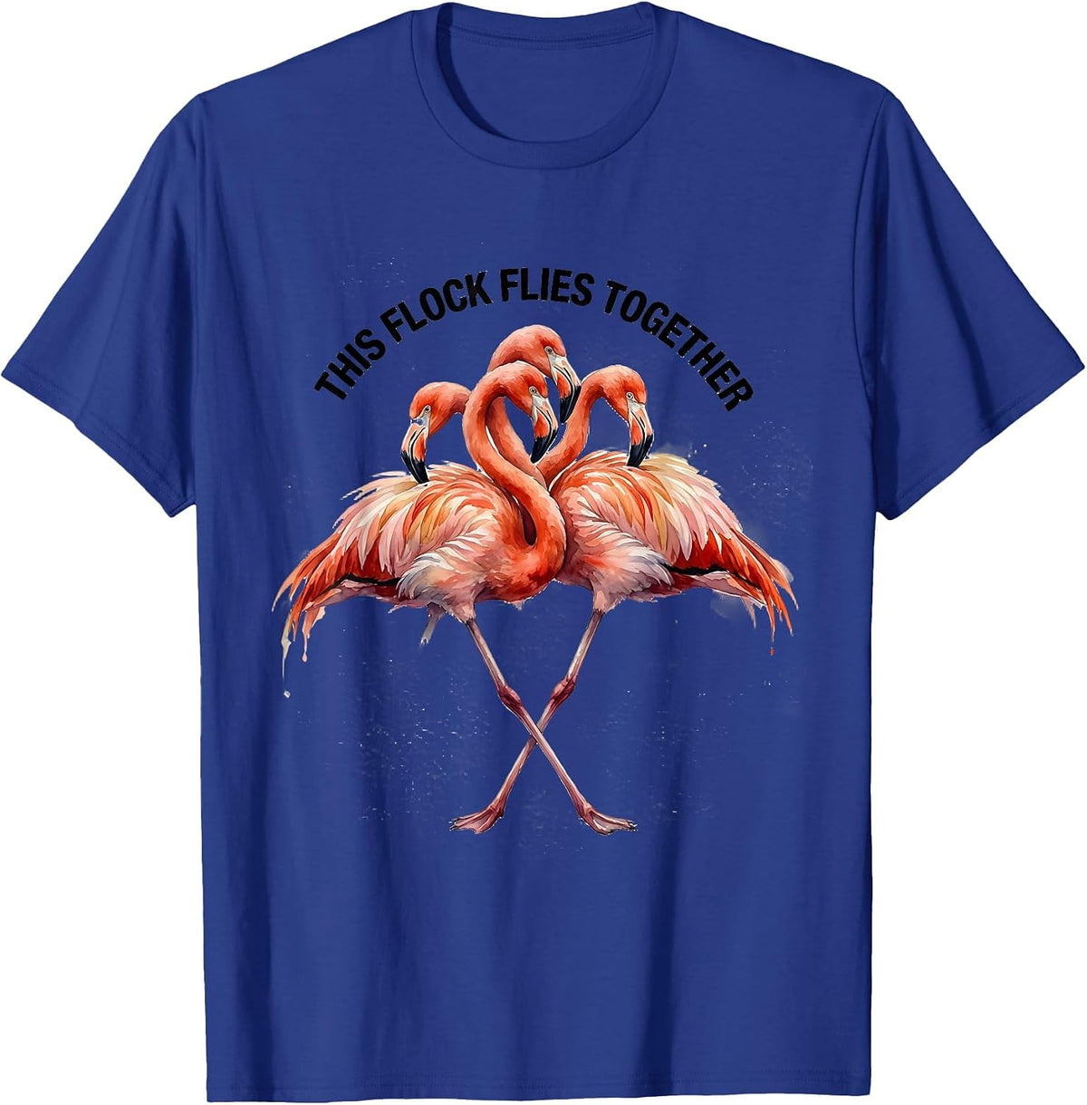 Men's This Flock Flies Together Watercolor Flamingo Humor Summer T-Shirt - Royal Blue