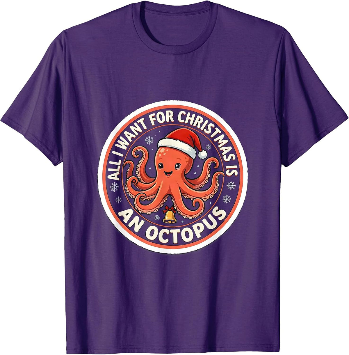 All I Want For Christmas Is An Octopus Funny Animal Lover T-Shirt - Purple