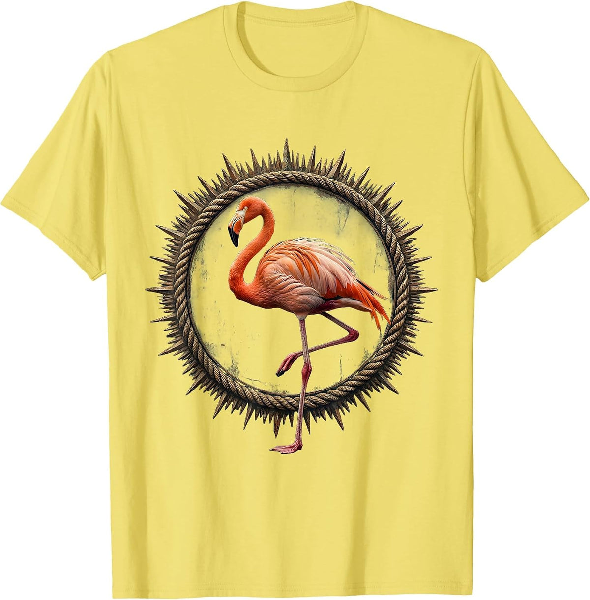 Men's I Am a Delight Flamingo One Leg Graphic T-Shirt - Lemon Yellow