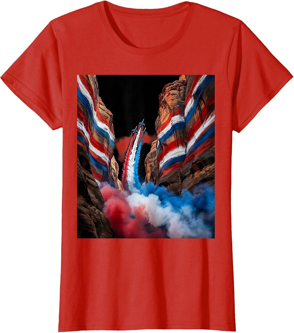 Women's Desert Canyon American Flag Illustration T-Shirt - Red