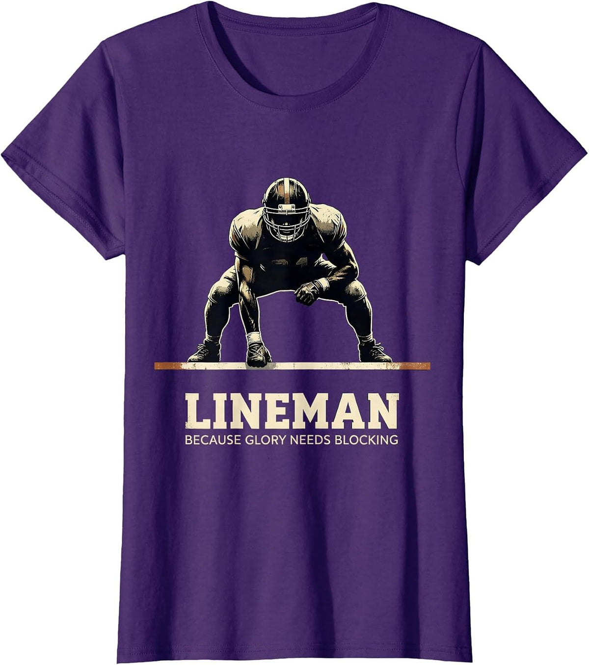 Women's Lineman Because Glory Needs Blocking Vintage Football T-Shirt - Purple