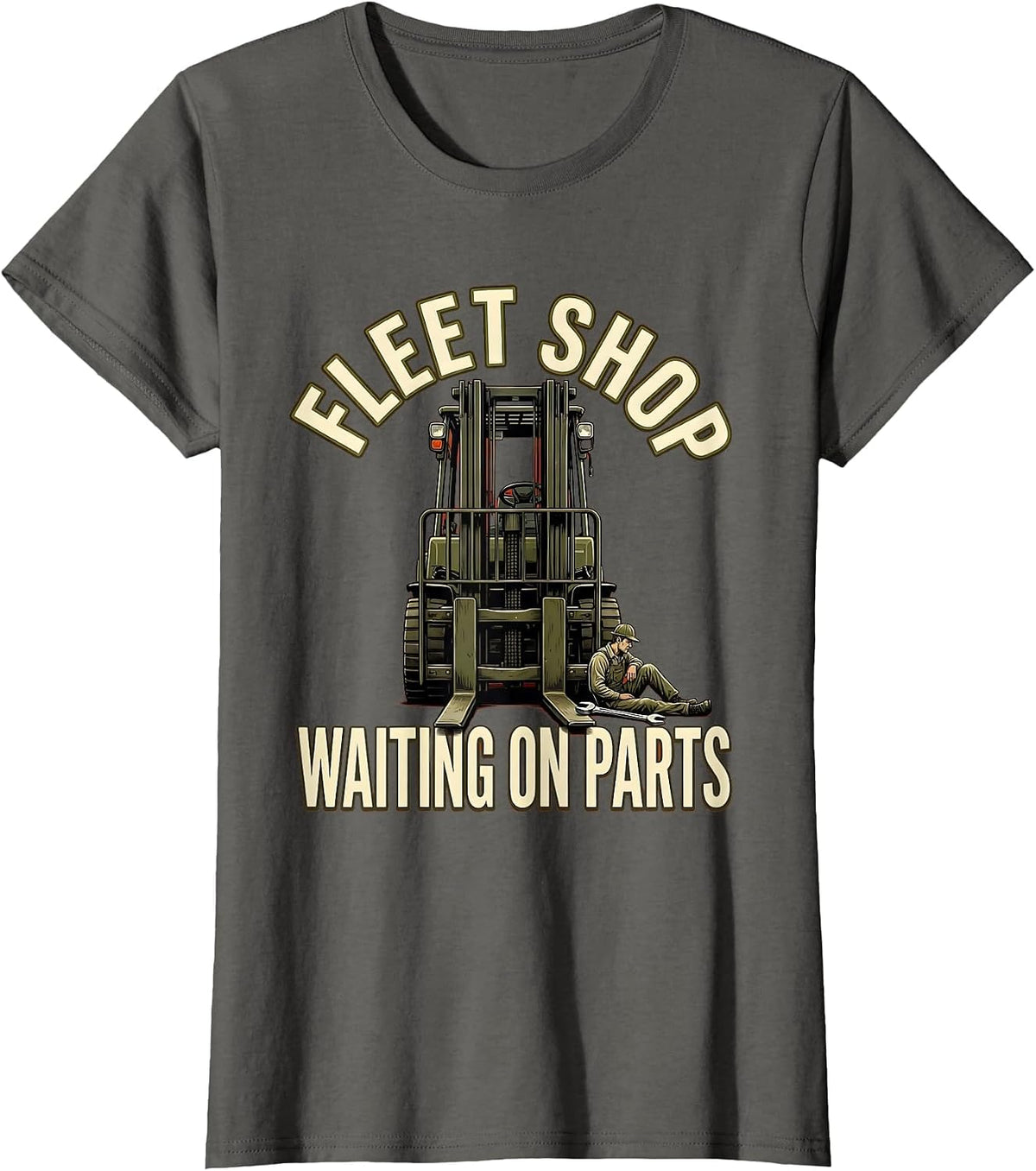 Women's Fleet Shop Waiting On Parts Funny Auto Mechanic Dad T-Shirt - Asphalt Grey