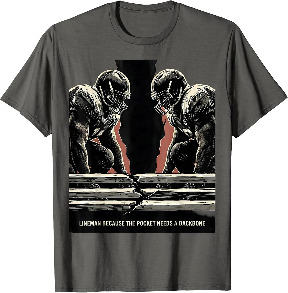 Men's Lineman Because The Pocket Needs A Backbone Football T-Shirt - Asphalt Grey