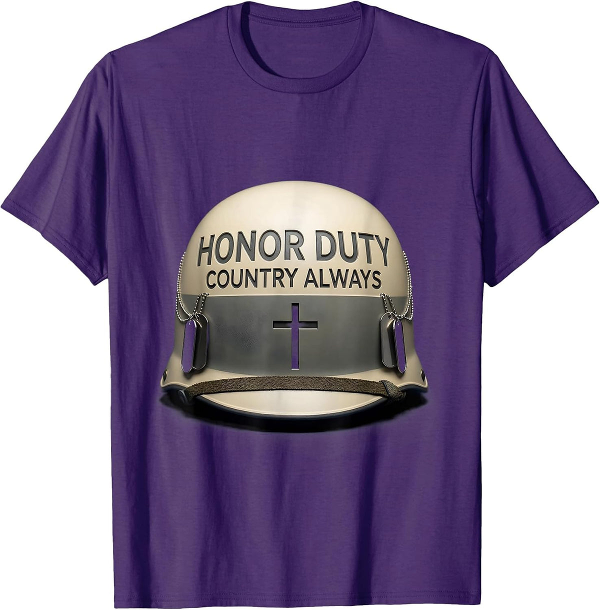 Honor Duty Country Always Veteran Patriotic Design T-Shirt - Purple