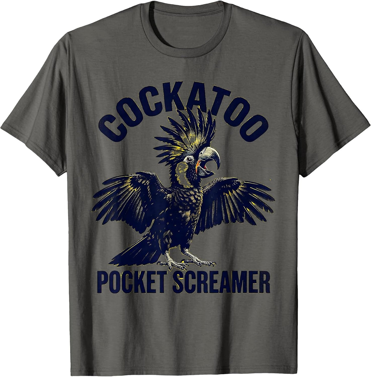 Cockatoo Pocket Screamer Funny Bird Lover Gift T-Shirt - Asphalt Grey