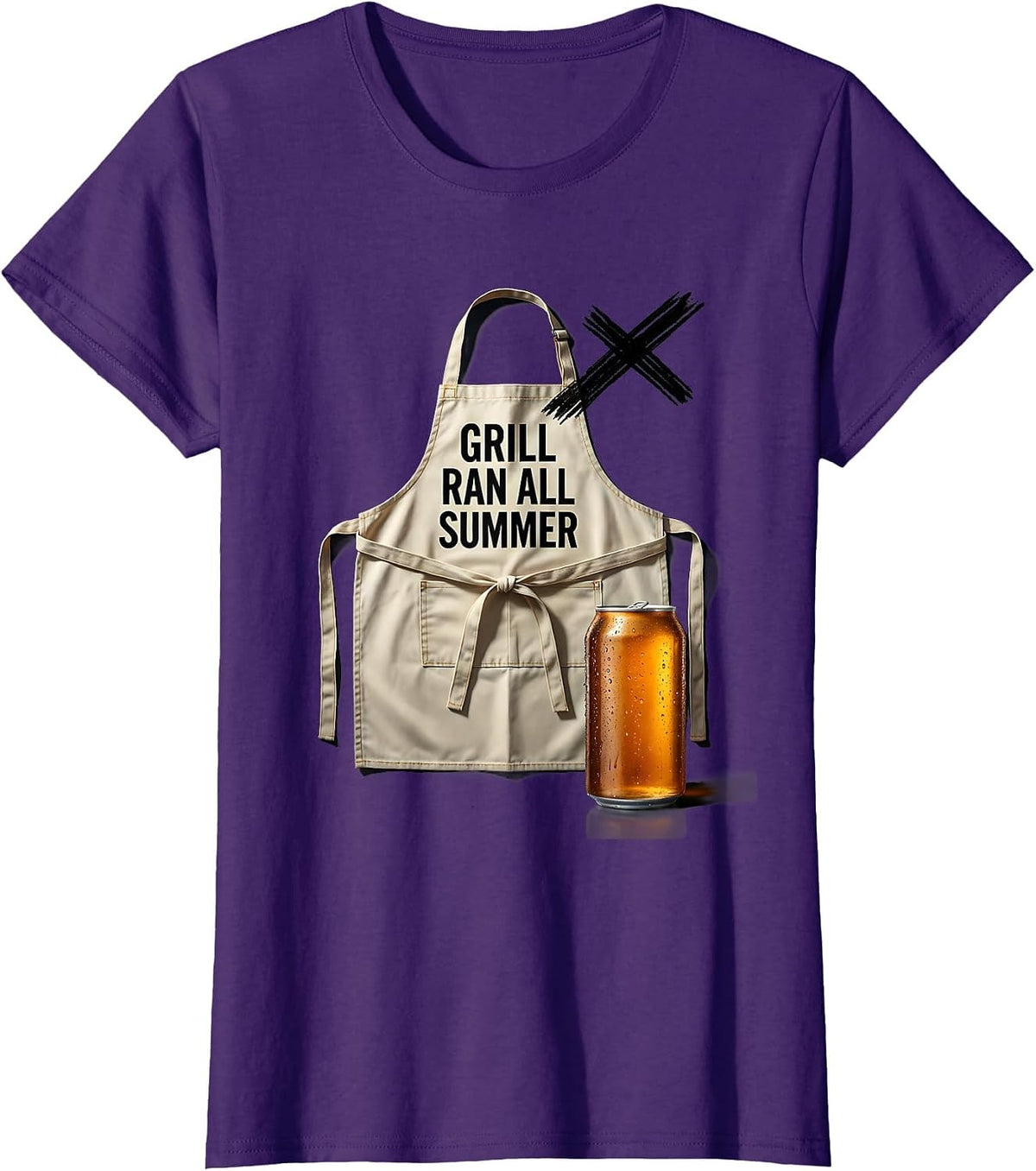 Women's Grill Ran All Summer Funny Labor Day Cookout Beer Humor T-Shirt - Purple