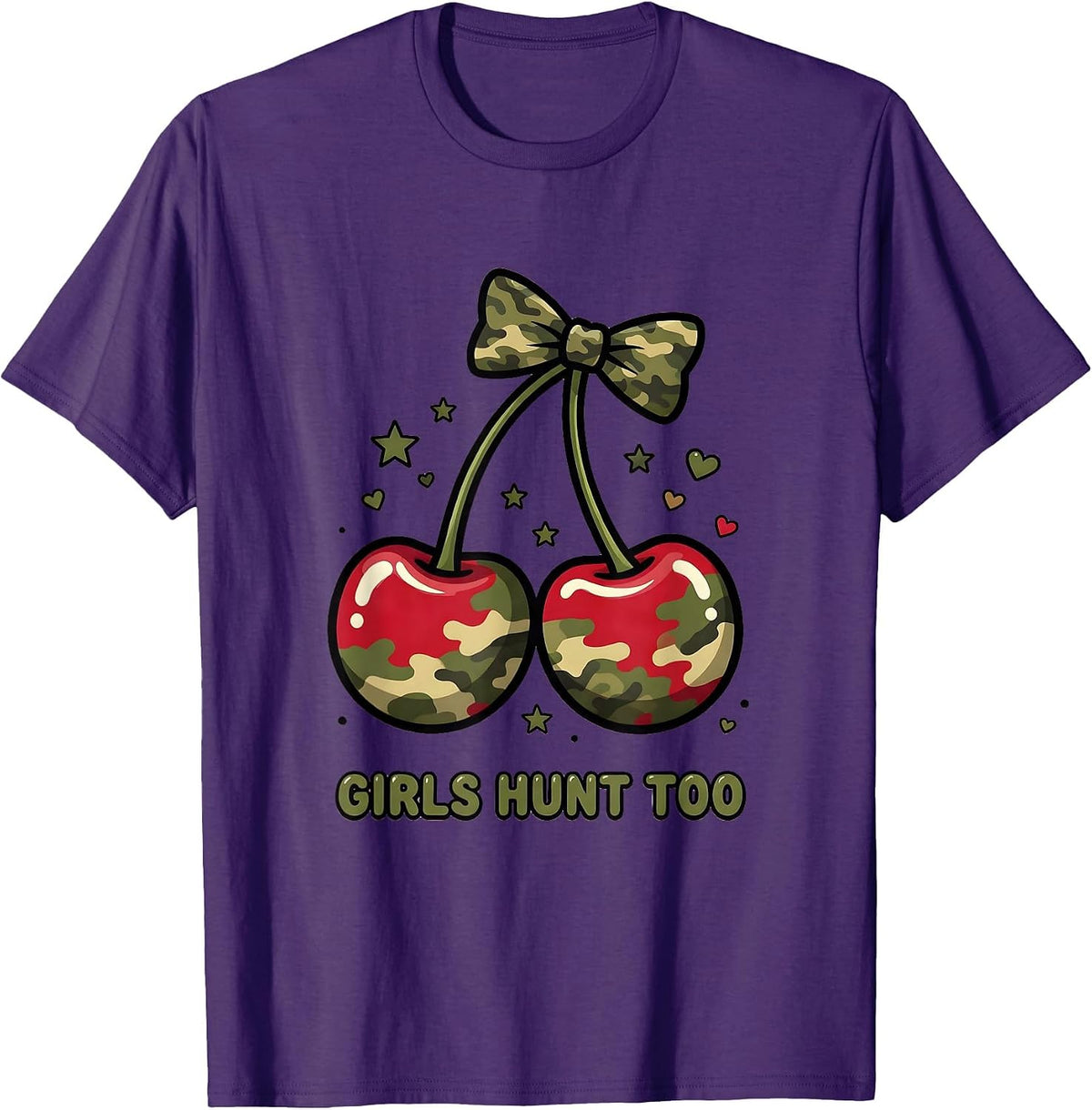 Men's Girls Hunt Too Bold Camo Hunting Design T-Shirt - Purple