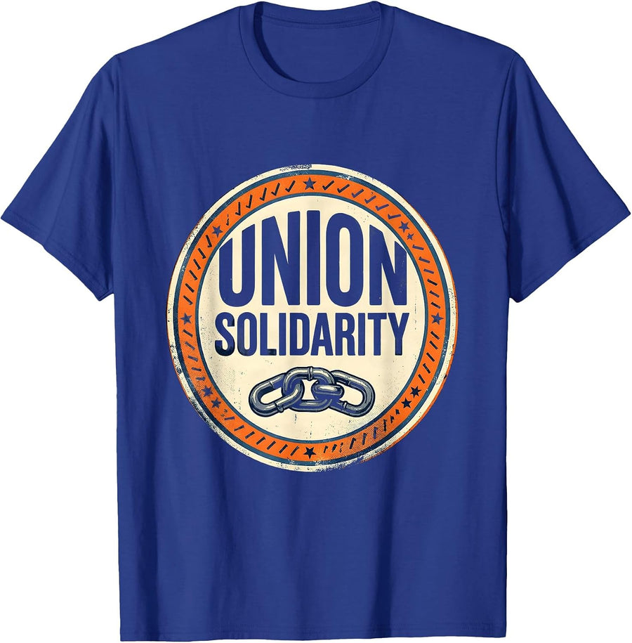 Union Solidarity Heavy Condensed Block Sans Labor Day Union T-Shirt - Royal Blue